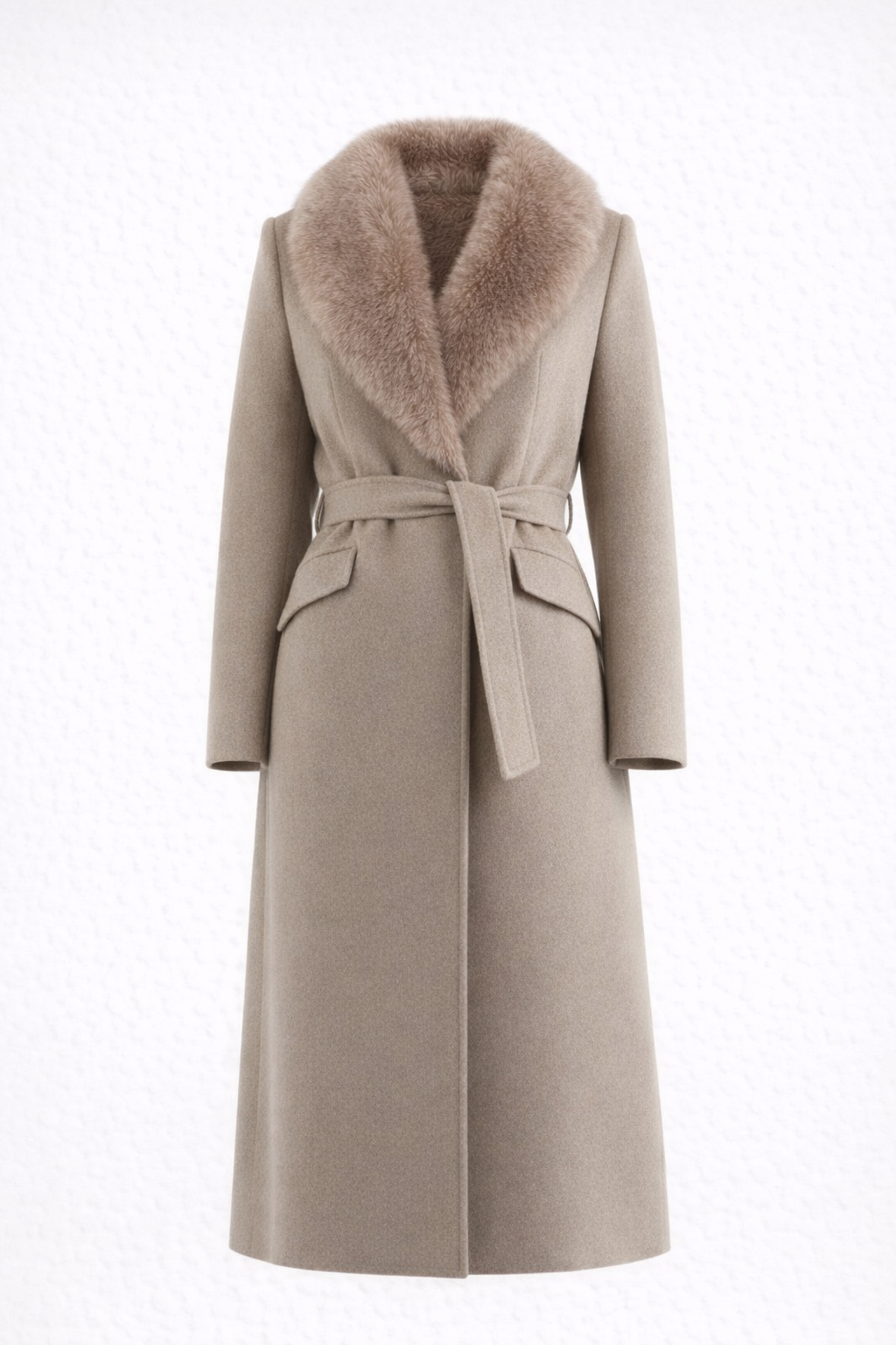 Women’s Long Coat with Faux Fur Collar