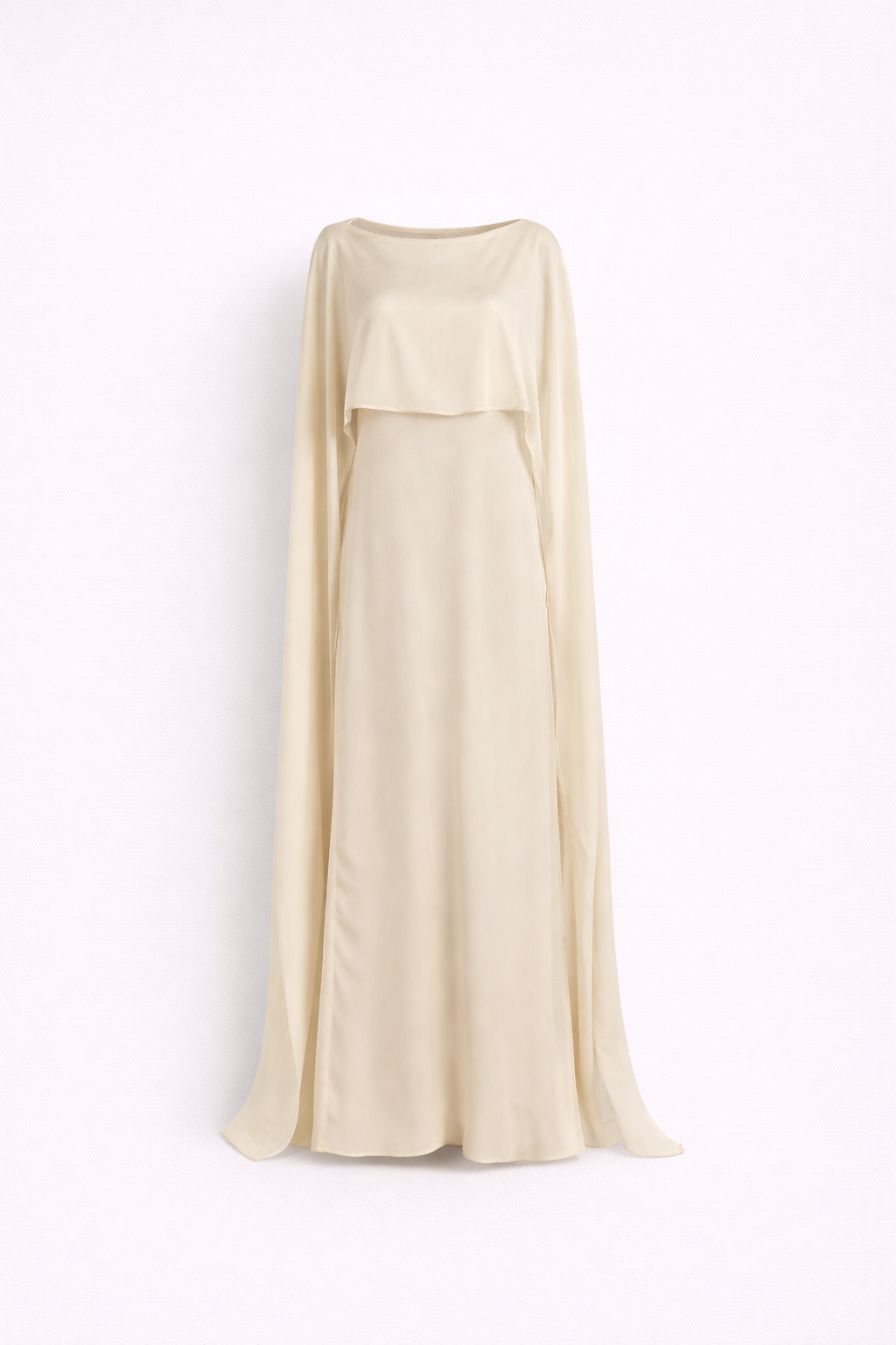 Alecia Women's Cape Sleeve Kaftan Maxi Dress | Satin Occasion Gown | Wedding Guest & Modest Wear