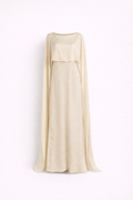 Alecia Women's Cape Sleeve Kaftan Maxi Dress | Satin Occasion Gown | Wedding Guest & Modest Wear