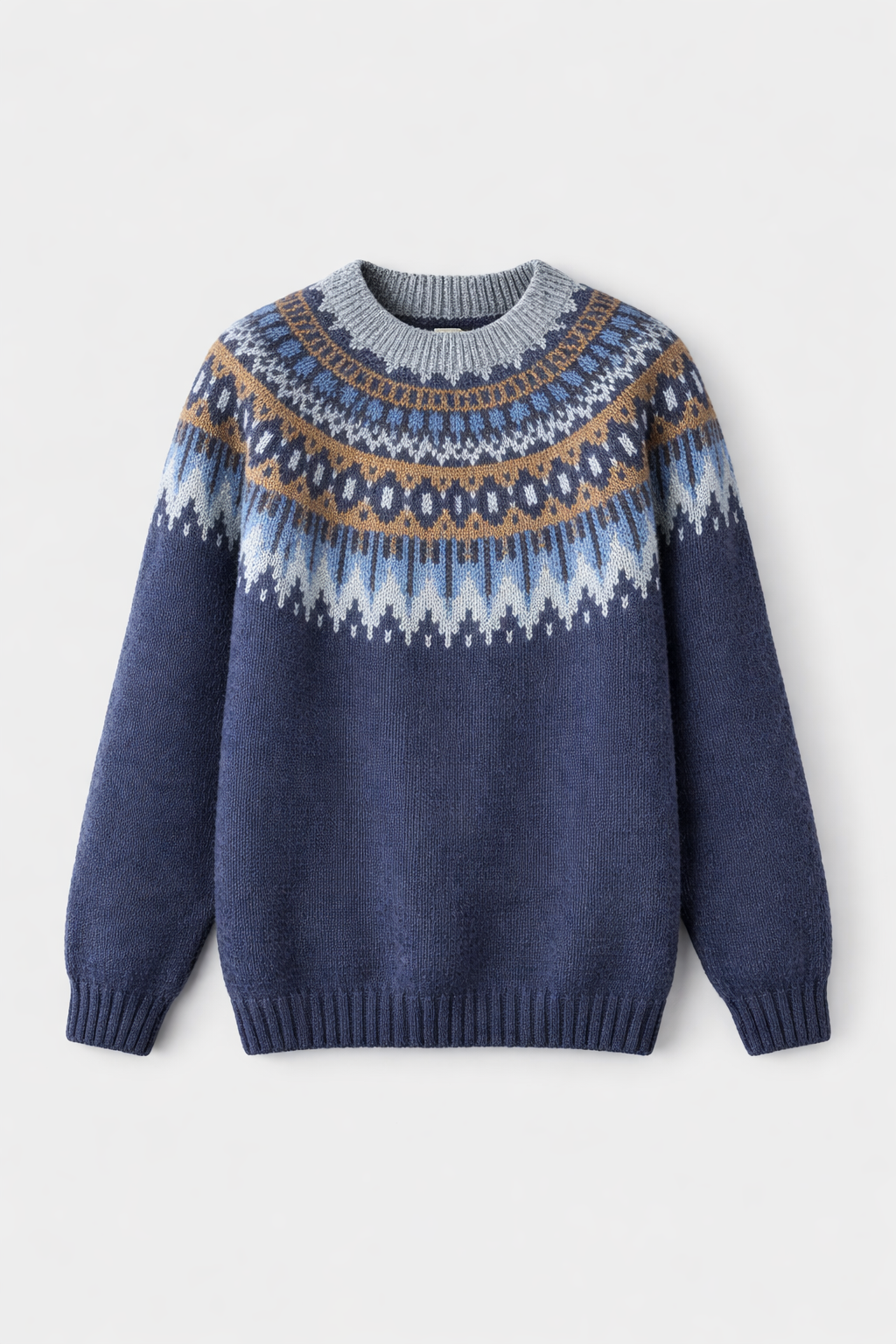 Sigrid Women's Nordic Knit Wool Blend Sweater | Fair Isle Round Neck Jumper | Heritage Pattern Cosy Everyday Winter Knitwear