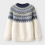 Sigrid Women's Nordic Knit Wool Blend Sweater | Fair Isle Round Neck Jumper | Heritage Pattern Cosy Everyday Winter Knitwear