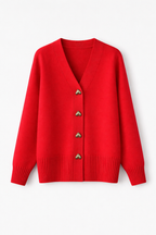 Rosalinde Women's Cashmere Blend Oversized Button Cardigan | Solid Colour Slouchy Knit Cardigan for Women