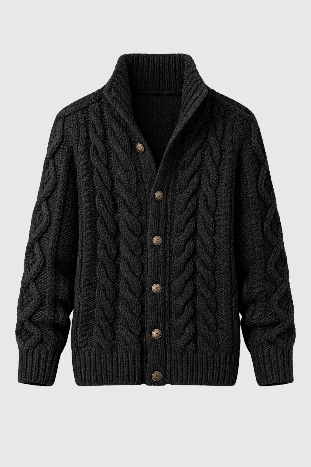 Broderick Men's Thick Cable Knit Cardigan | Warm Wool Blend Chunky Knit Cardigan for Men | Cosy Casual Everyday Heritage Knitwear