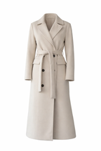 Women’s Long Coat with Belt and Double-Breasted Front