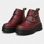 Valentijn Women's Block Heel Ankle Boots with Heart Buckle | Leather Heart Ankle Boots for Women