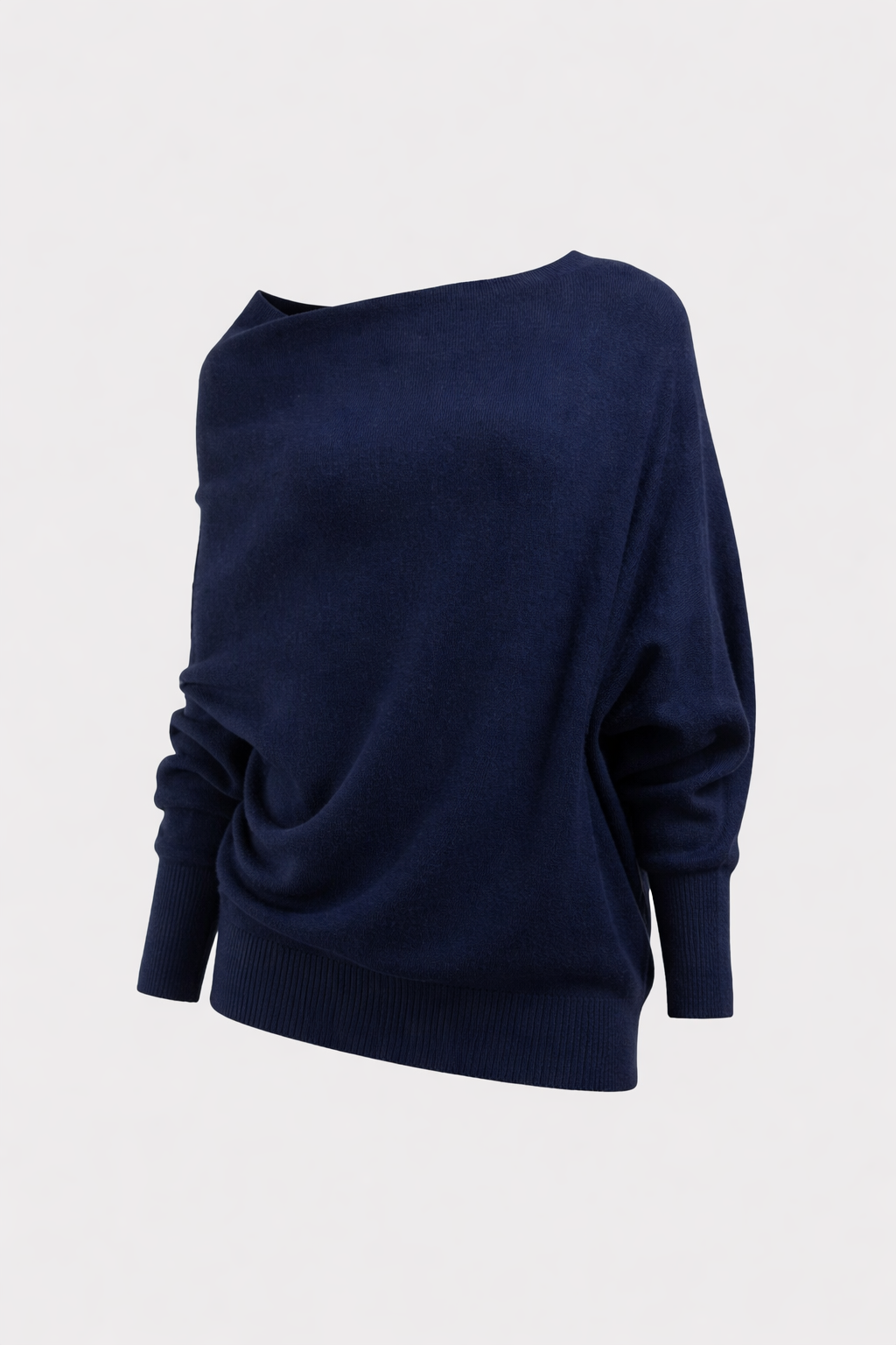 Calista Women's Asymmetric Draped Turtleneck Sweater | Oversized Cotton Knit Drape Effect Jumper for Women