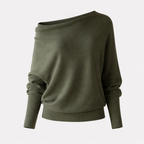 Calista Women's Asymmetric Draped Turtleneck Sweater | Oversized Cotton Knit Drape Effect Jumper for Women