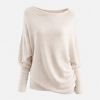 Calista Women's Asymmetric Draped Turtleneck Sweater | Oversized Cotton Knit Drape Effect Jumper for Women