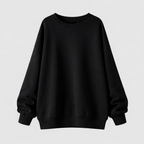 Sable Women's Oversized Black Cotton Knit Sweater | Casual Long Sleeve Crew Neck Pullover for Women