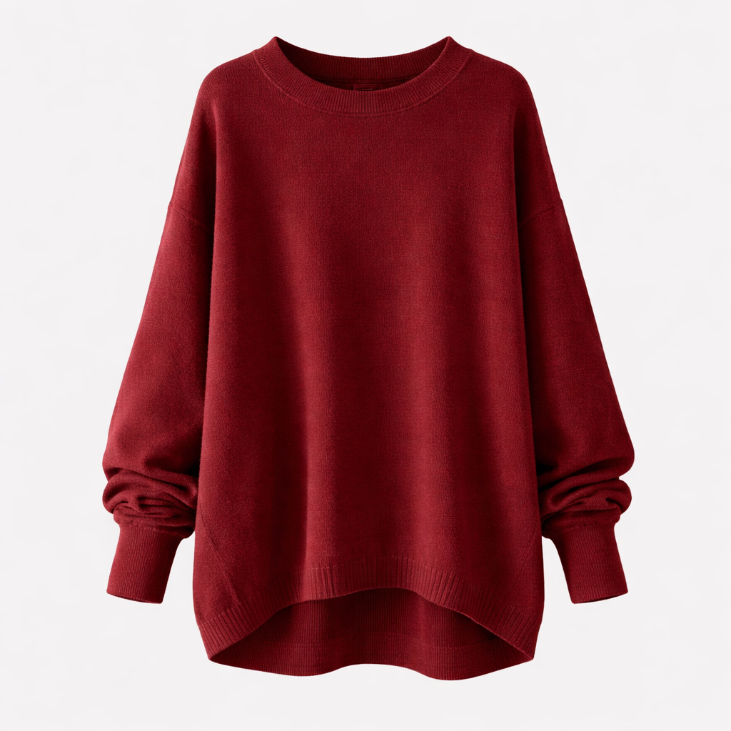 Ottoline Women's Oversized Mid-Length Crew Neck Sweater | Warm Cotton Knit Slouchy Jumper for Women