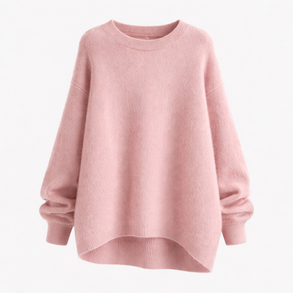 Ottoline Women's Oversized Mid-Length Crew Neck Sweater | Warm Cotton Knit Slouchy Jumper for Women