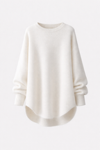 Ottoline Women's Oversized Mid-Length Crew Neck Sweater | Warm Cotton Knit Slouchy Jumper for Women