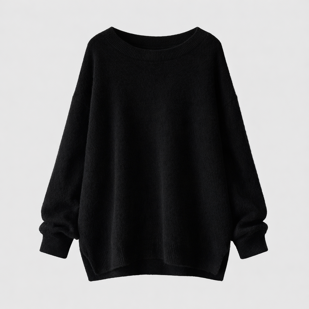 Ottoline Women's Oversized Mid-Length Crew Neck Sweater | Warm Cotton Knit Slouchy Jumper for Women