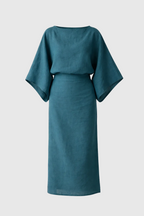 Women's Kimono Midi Dress Relaxed Fit with Tie Waist & Flowing Sleeves