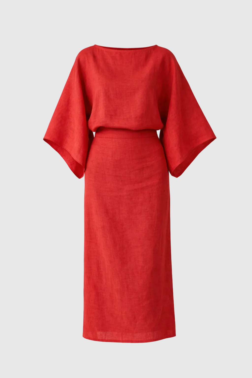 Women's Kimono Midi Dress Relaxed Fit with Tie Waist & Flowing Sleeves
