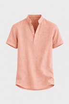 Linen Shirt for Men Silas – Breathable Summer Shirt with Henley Collar & Short Sleeves