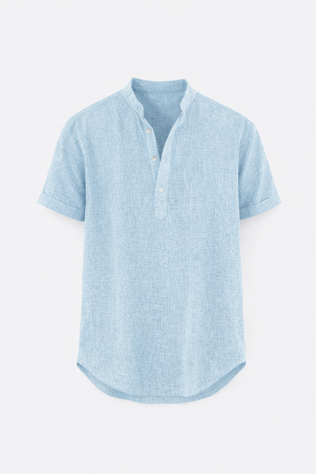 Linen Shirt for Men Silas – Breathable Summer Shirt with Henley Collar & Short Sleeves