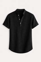 Linen Shirt for Men Silas – Breathable Summer Shirt with Henley Collar & Short Sleeves