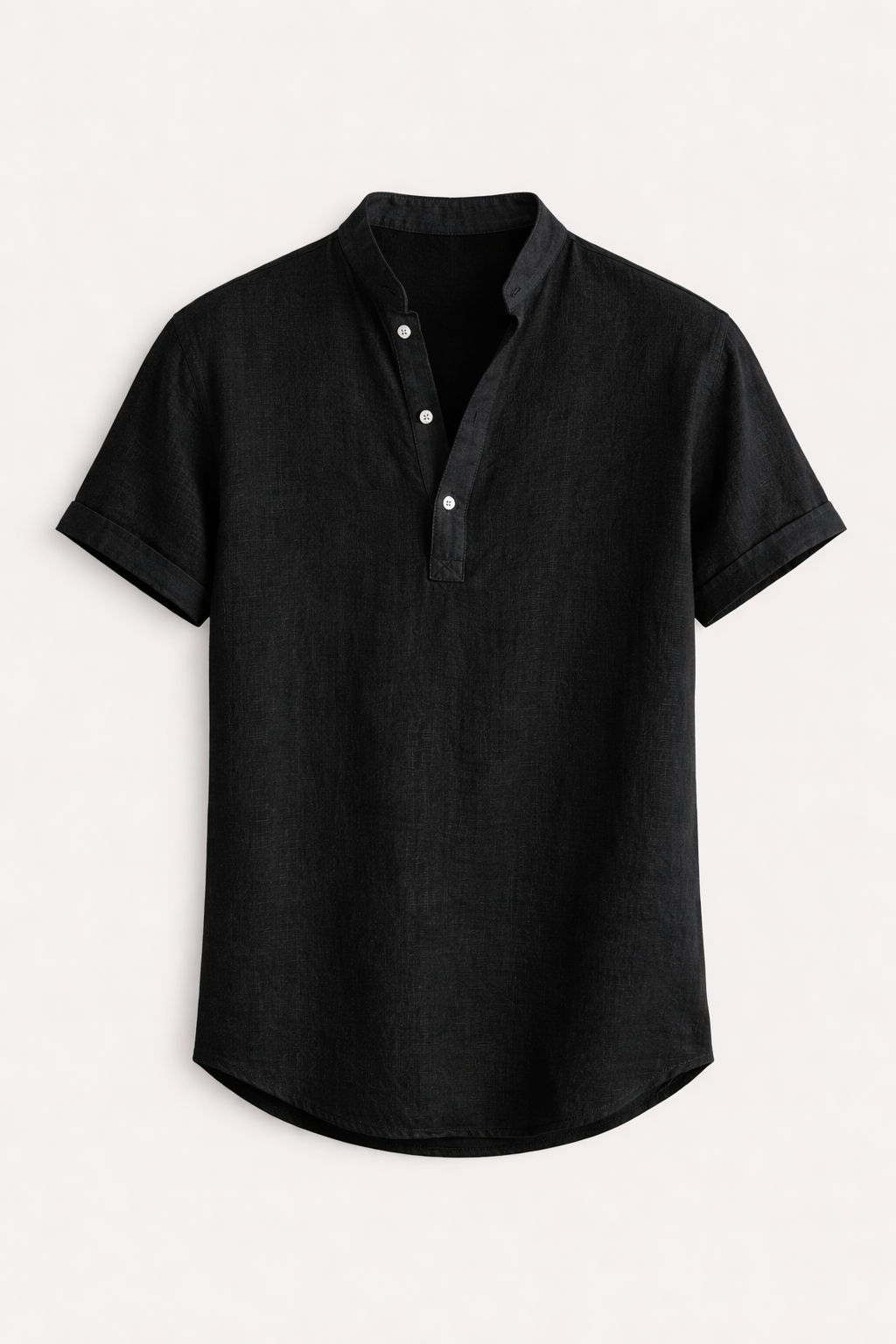 Linen Shirt for Men Silas – Breathable Summer Shirt with Henley Collar & Short Sleeves