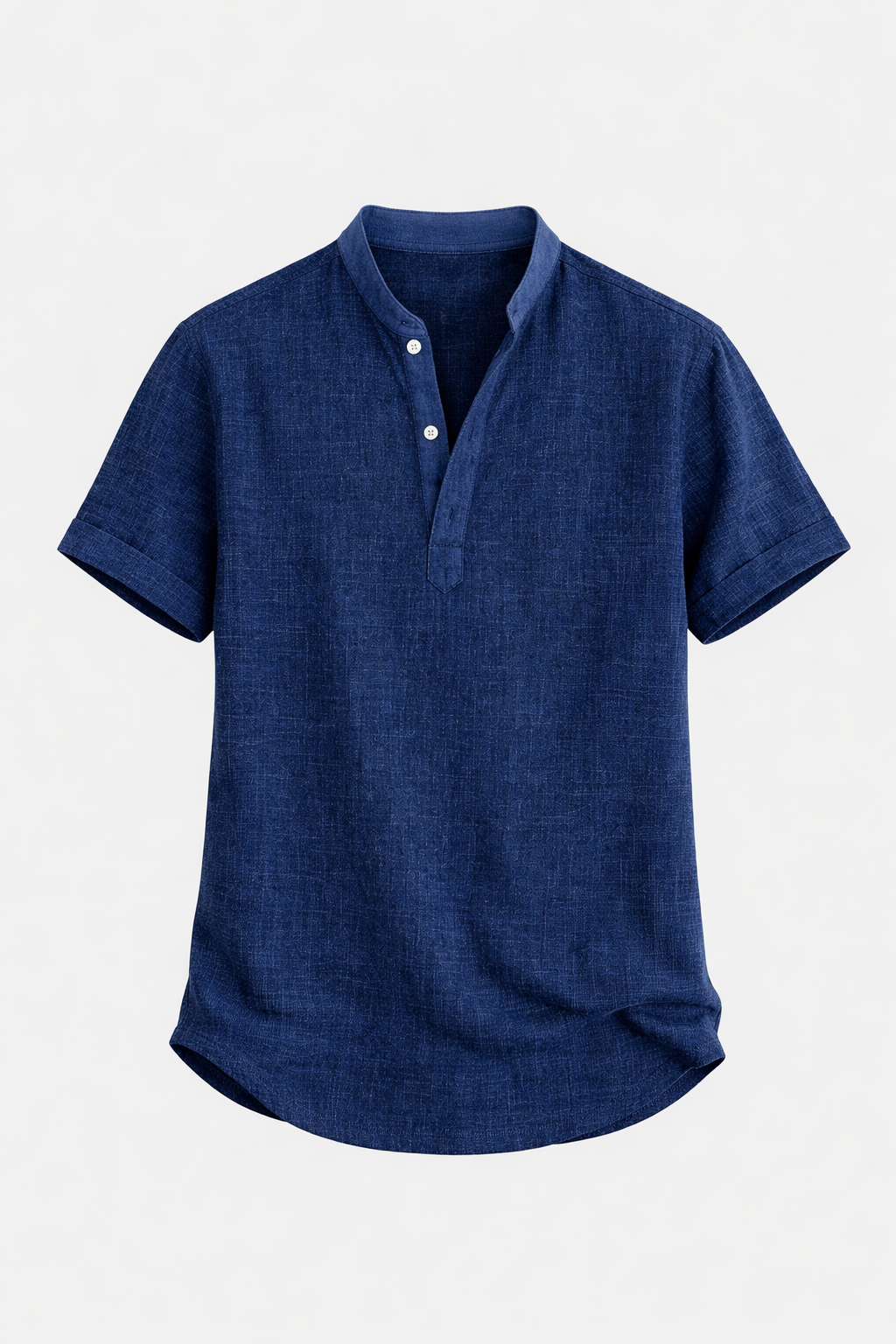 Linen Shirt for Men Silas – Breathable Summer Shirt with Henley Collar & Short Sleeves