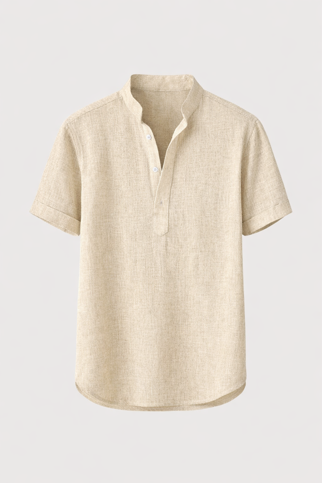 Linen Shirt for Men Silas – Breathable Summer Shirt with Henley Collar & Short Sleeves