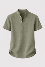 Linen Shirt for Men Silas – Breathable Summer Shirt with Henley Collar & Short Sleeves