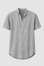 Linen Shirt for Men Silas – Breathable Summer Shirt with Henley Collar & Short Sleeves