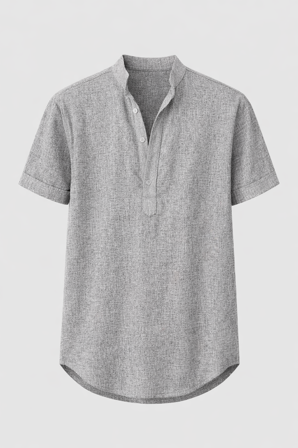 Linen Shirt for Men Silas – Breathable Summer Shirt with Henley Collar & Short Sleeves