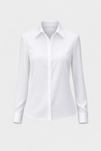 Séraphine Women's Elegant Satin Silk-Look Blouse | Timeless Classic Collar Button-Down Blouse for Women