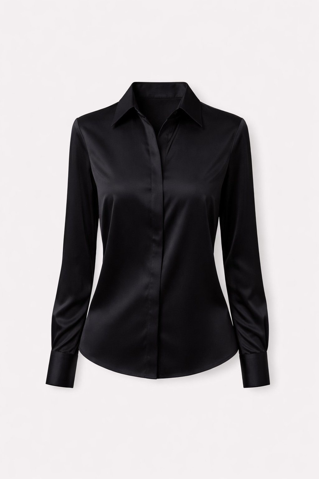 Séraphine Women's Elegant Satin Silk-Look Blouse | Timeless Classic Collar Button-Down Blouse for Women