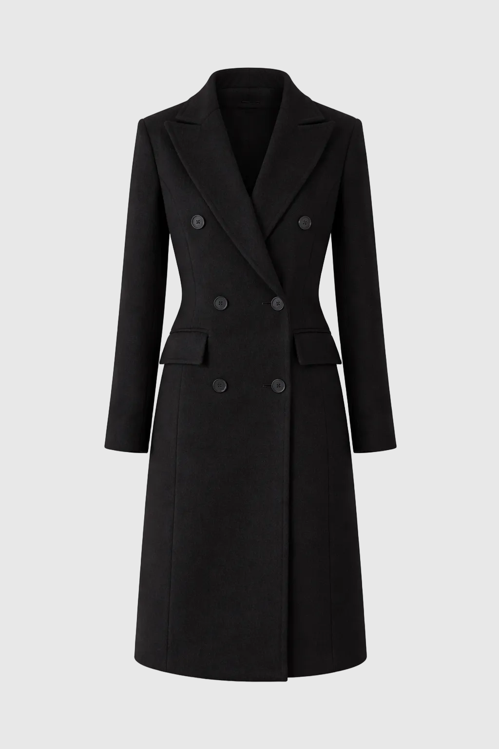 larisse Women's Double-Breasted Wool Cashmere Blend Coat | Tailored Mid-Length Winter Coat for Women | Chic Smart Casual