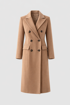larisse Women's Double-Breasted Wool Cashmere Blend Coat | Tailored Mid-Length Winter Coat for Women | Chic Smart Casual