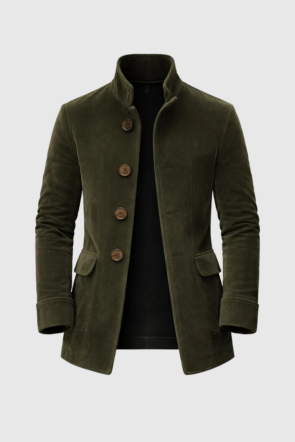 Emerson Men's Corduroy Velvet Coat – Slim Fit with Stand-up Collar & Elegant Side Pockets