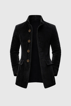 Emerson Men's Corduroy Velvet Coat – Slim Fit with Stand-up Collar & Elegant Side Pockets