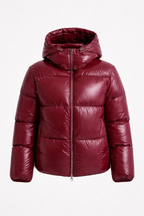 Glacia Women's Shiny Quilted Jacket with Removable Hood | High-Shine Padded Mid-Length Jacket for Women | Chic Outerwear