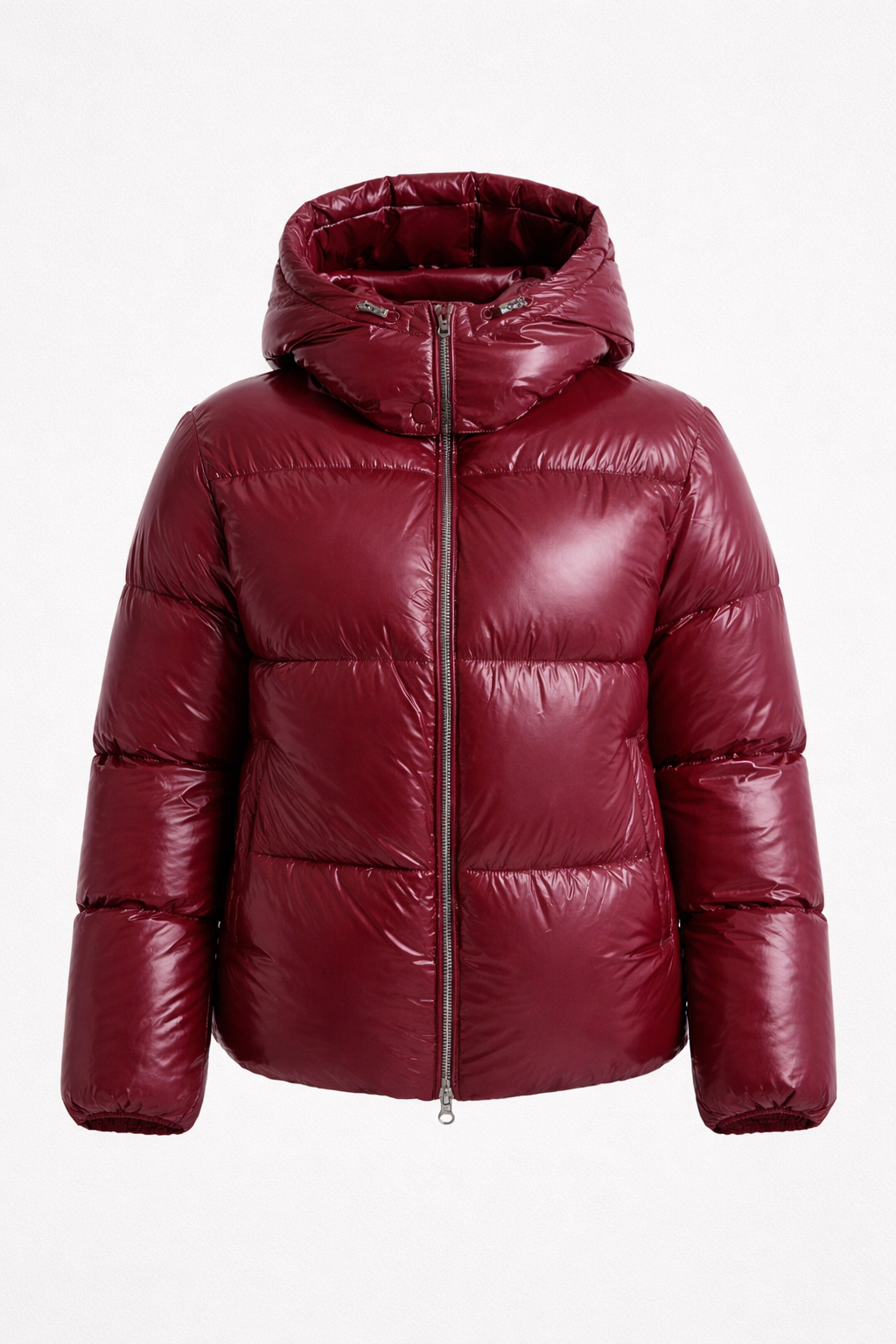 Glacia Women's Shiny Quilted Jacket with Removable Hood | High-Shine Padded Mid-Length Jacket for Women | Chic Outerwear
