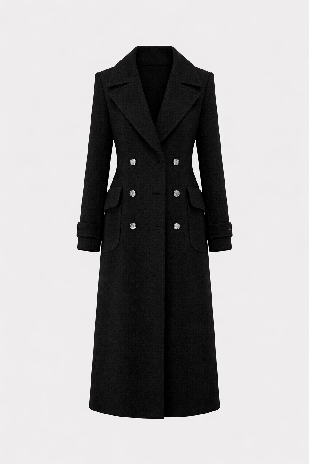 Magnolia Women's Oversized Double-Breasted Wool Blend Coat | Full Length Maxi Wool Coat for Women