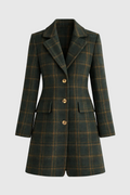 Peyton Women's Wool Coat – Long Elegant Plaid Coat with Fitted Cut & Light Warmth