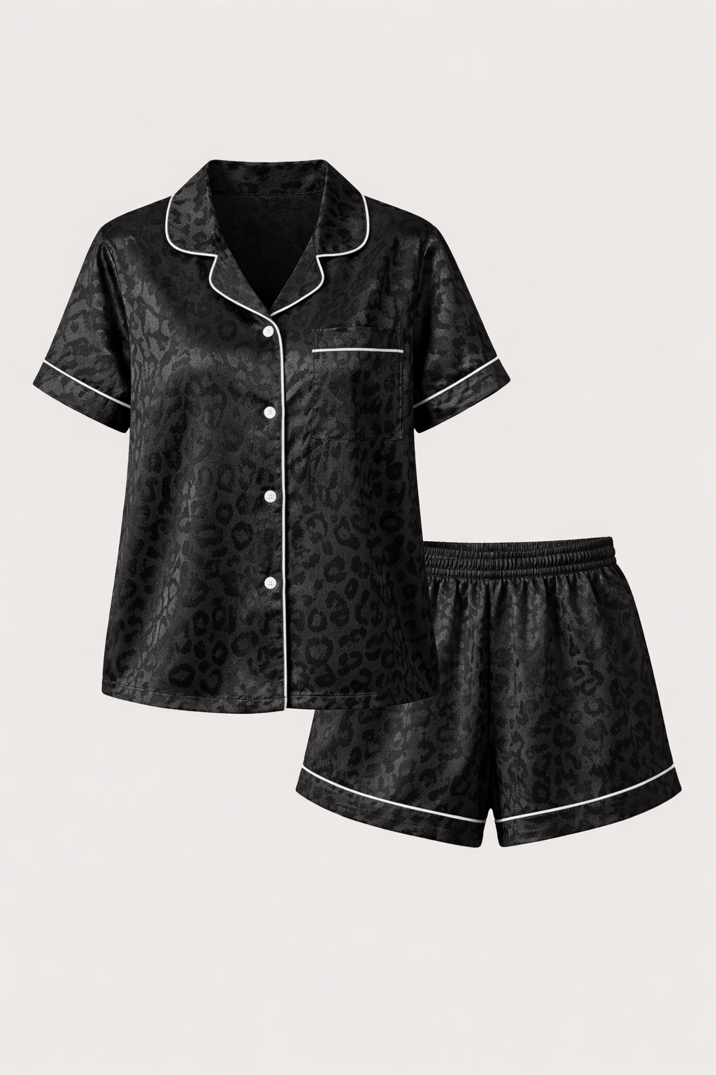 Lumière Women's Satin Pyjama Set | Short Sleeve Top & Shorts Loungewear for Women
