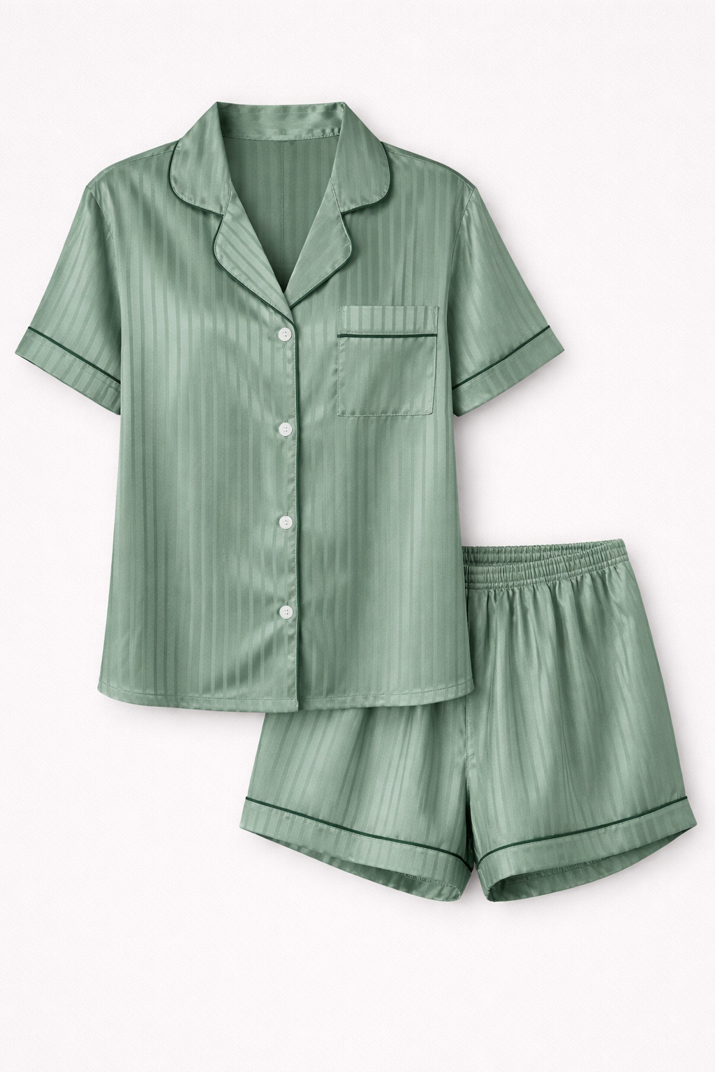 Lumière Women's Satin Pyjama Set | Short Sleeve Top & Shorts Loungewear for Women