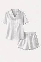 Lumière Women's Satin Pyjama Set | Short Sleeve Top & Shorts Loungewear for Women
