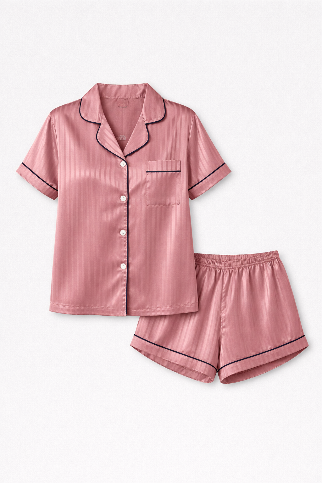 Lumière Women's Satin Pyjama Set | Short Sleeve Top & Shorts Loungewear for Women