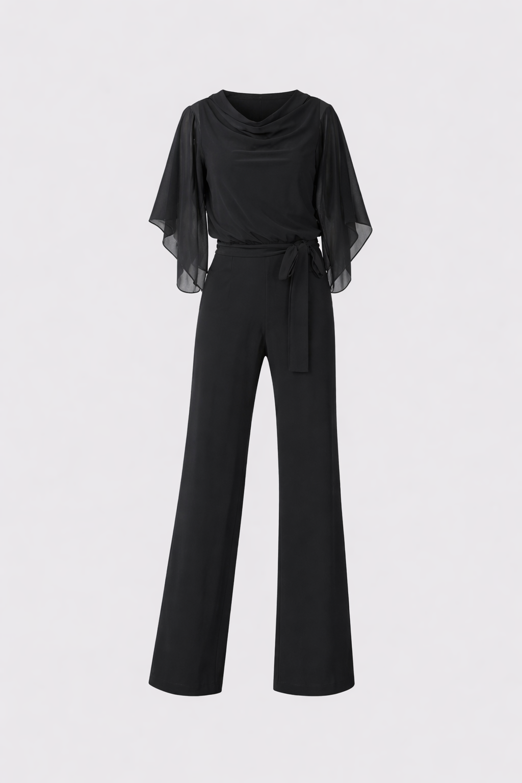 Cascade Women's Satin Wide-Leg Jumpsuit | Cascading Neckline & Lace-Up Waist One-Piece