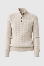 Women’s Cable Knit Button-Up Jumper – Chunky Warm Knit