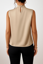 Elara Women's Satin Halter Neck Top | Draped Cowl Halterneck Blouse | Going Out & Evening Top