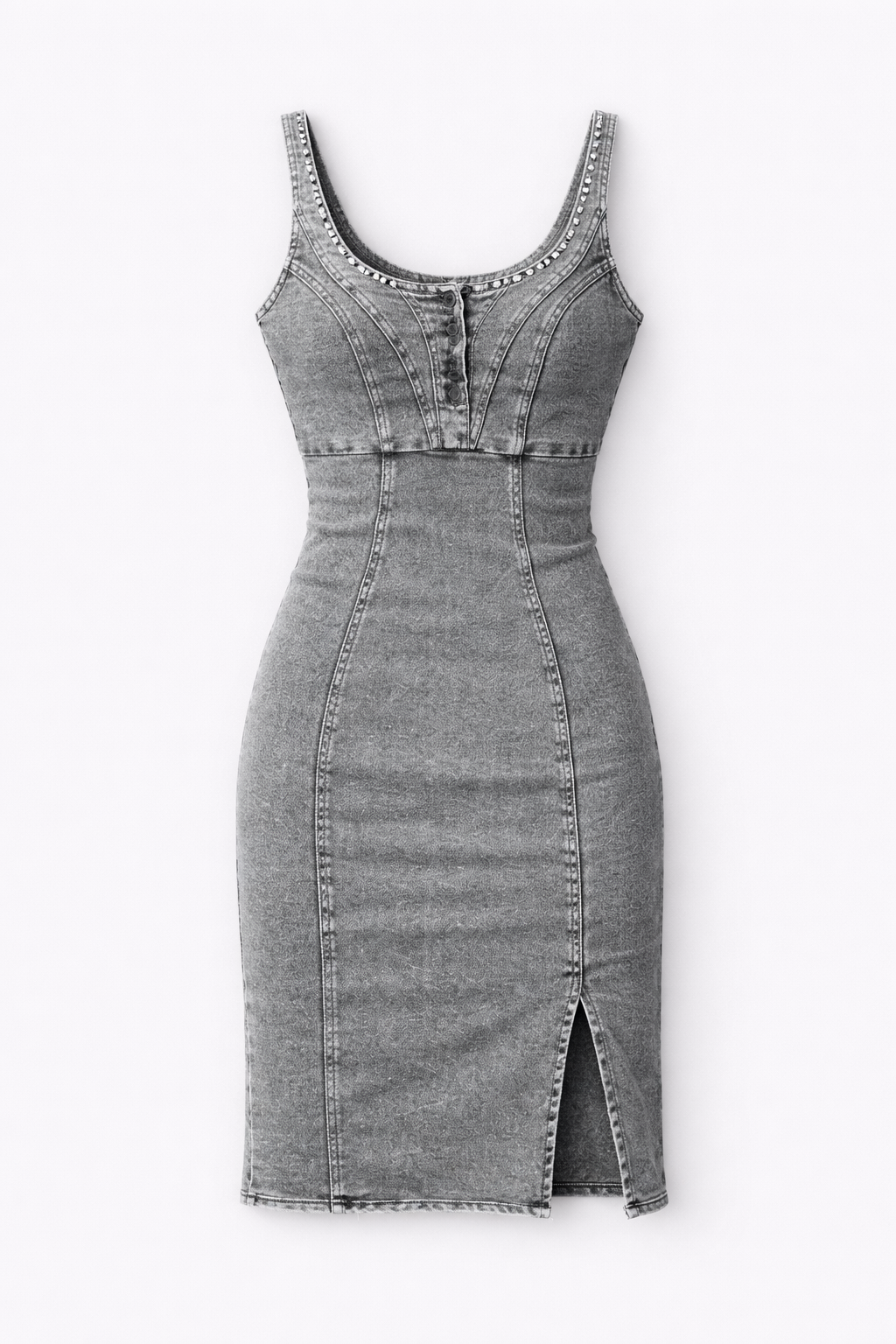 Nevaeh Women's Denim Midi Dress with Adjustable Straps | Casual Sleeveless Jean Dress for Women