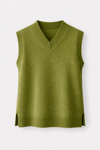 Vienne Women's Elegant Wool Blend V-Neck Knitted Vest | Classic Sleeveless Jumper for Women