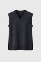 Vienne Women's Elegant Wool Blend V-Neck Knitted Vest | Classic Sleeveless Jumper for Women