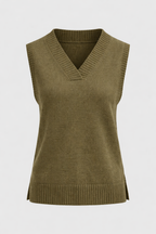 Vienne Women's Elegant Wool Blend V-Neck Knitted Vest | Classic Sleeveless Jumper for Women