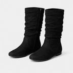 Chic und Stil | Suede Ankle Boots Up To The Calf with Side Zipper